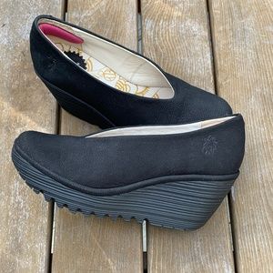 Fly London Black Wedges, size 7